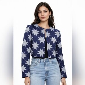 Nwt Time and Tru Quilted Star Print Cropped Jacket Lone Star Quiltcore Sz 8-10
